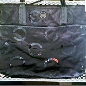 Coach Signature Sequin Black Medium Tote